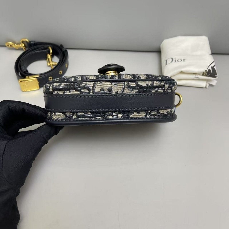 Dior迪奧 Bobby小號藍色老花肩背包斜背包-4