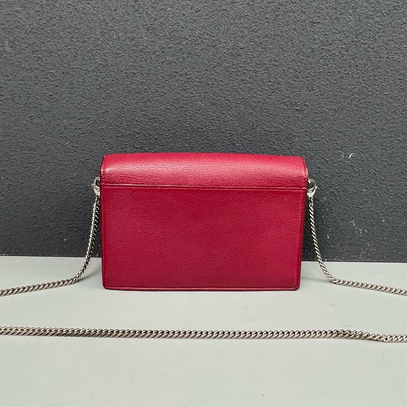 LV路易威登 全皮拼色紅色銀扣MyLockme鏈條包肩背包斜背包-1