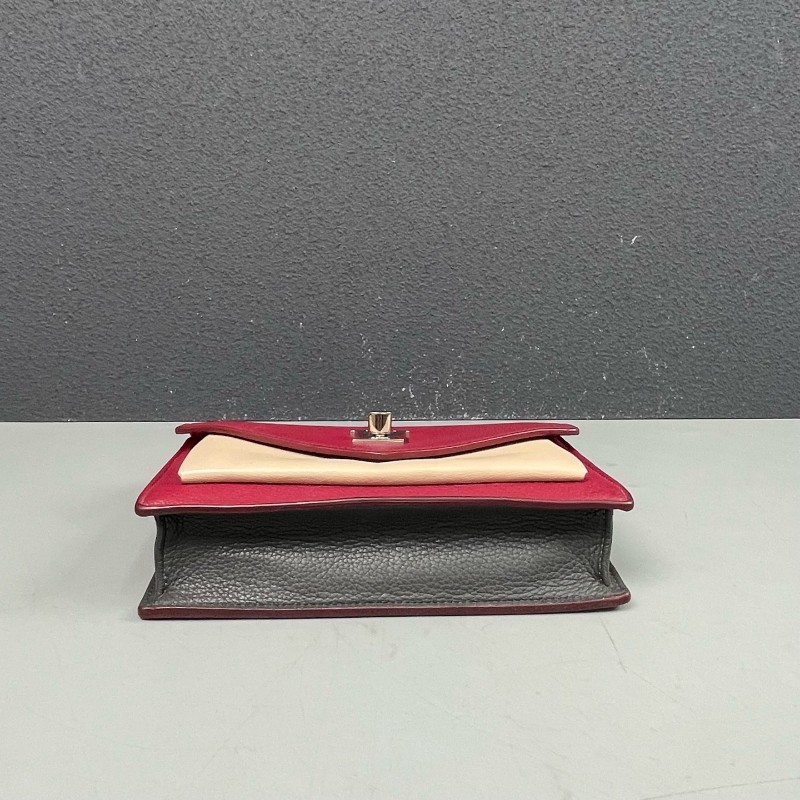 LV路易威登 全皮拼色紅色銀扣MyLockme鏈條包肩背包斜背包-4