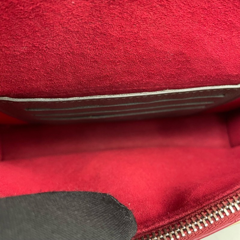 LV路易威登 全皮拼色紅色銀扣MyLockme鏈條包肩背包斜背包-7