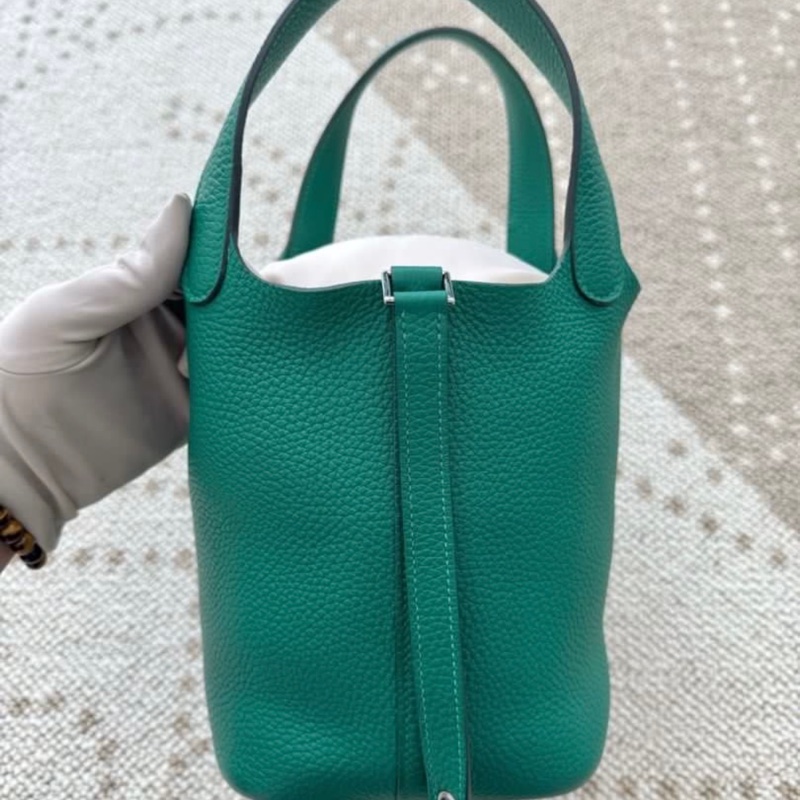 🌈Hermes💚Picotin 18💚絲絨綠色銀扣🌟99新🌟TC皮🌟有鎖有鎖匙🌟-2