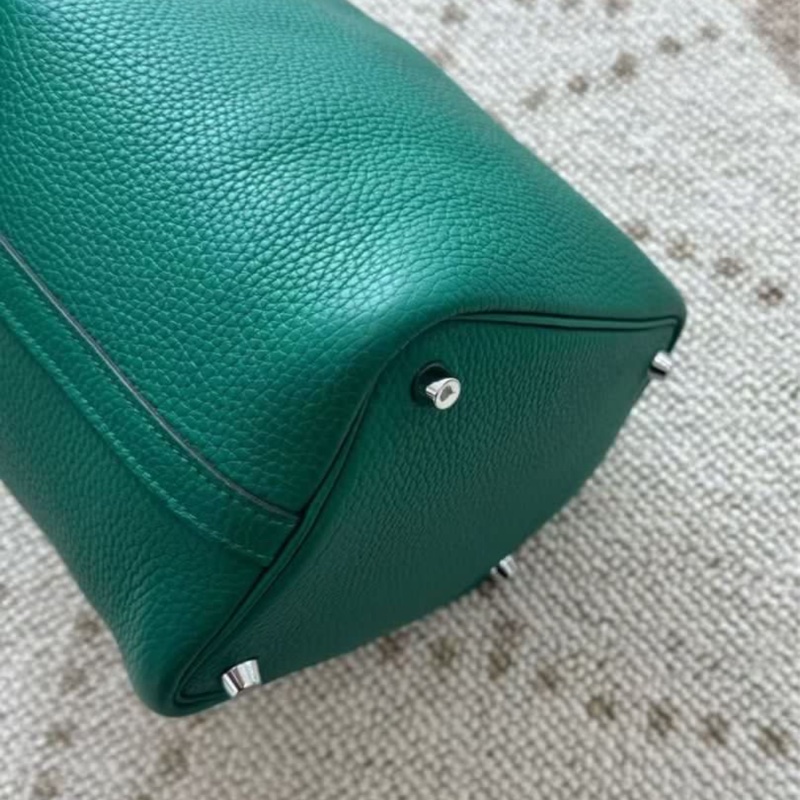 🌈Hermes💚Picotin 18💚絲絨綠色銀扣🌟99新🌟TC皮🌟有鎖有鎖匙🌟-9