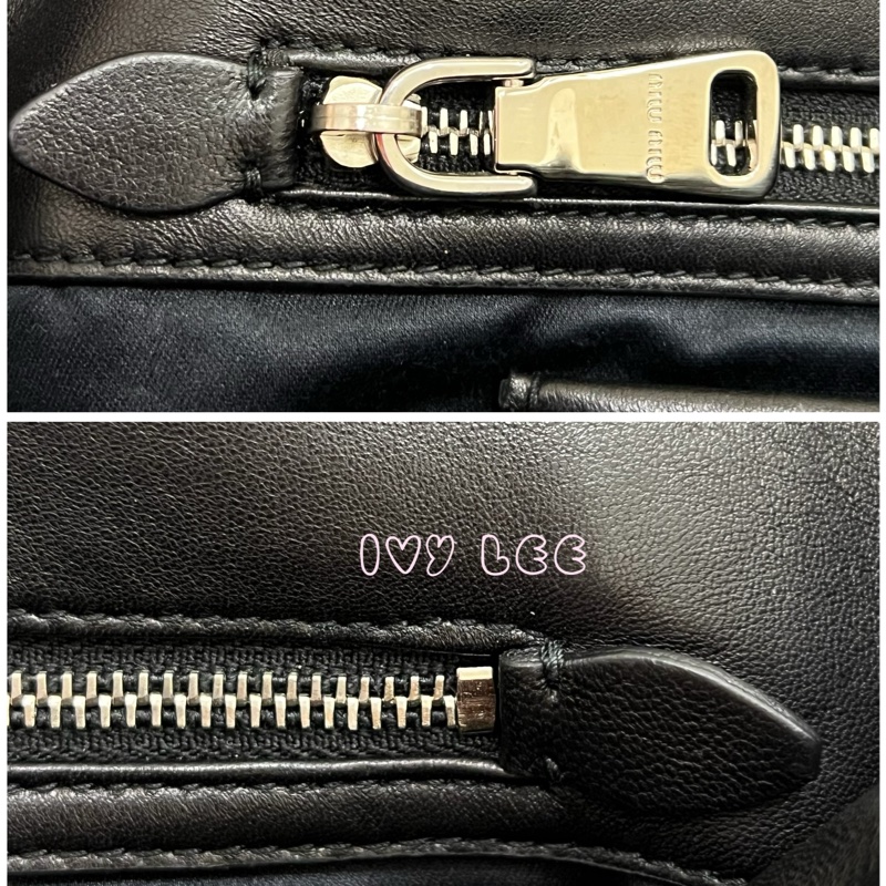 Miu Miu 黑色 Matelasse 皮革抓皺 水晶 雙背帶 單肩包 正品 二手精品-17