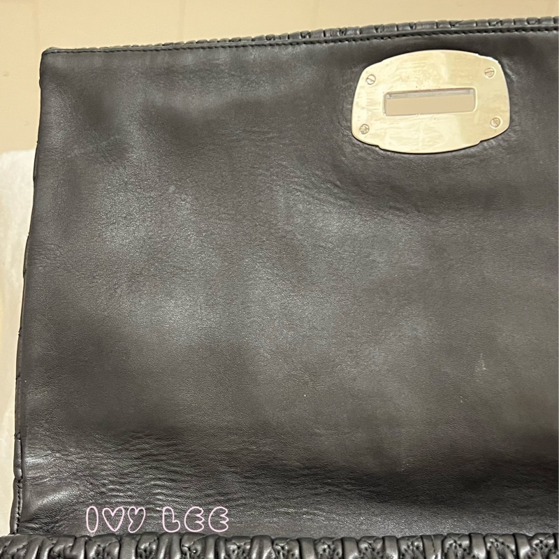 Miu Miu 黑色 Matelasse 皮革抓皺 水晶 雙背帶 單肩包 正品 二手精品-21