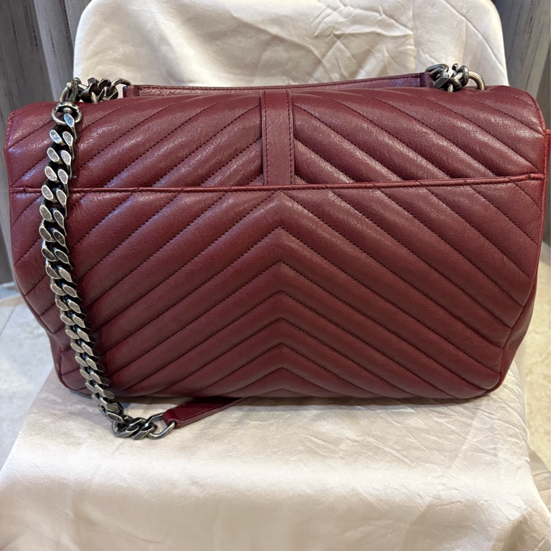 Saint Lauren YSL學院包酒紅色大款-1