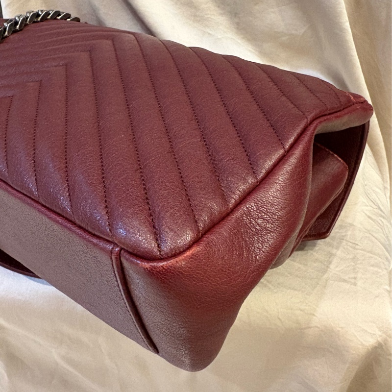 Saint Lauren YSL學院包酒紅色大款-9