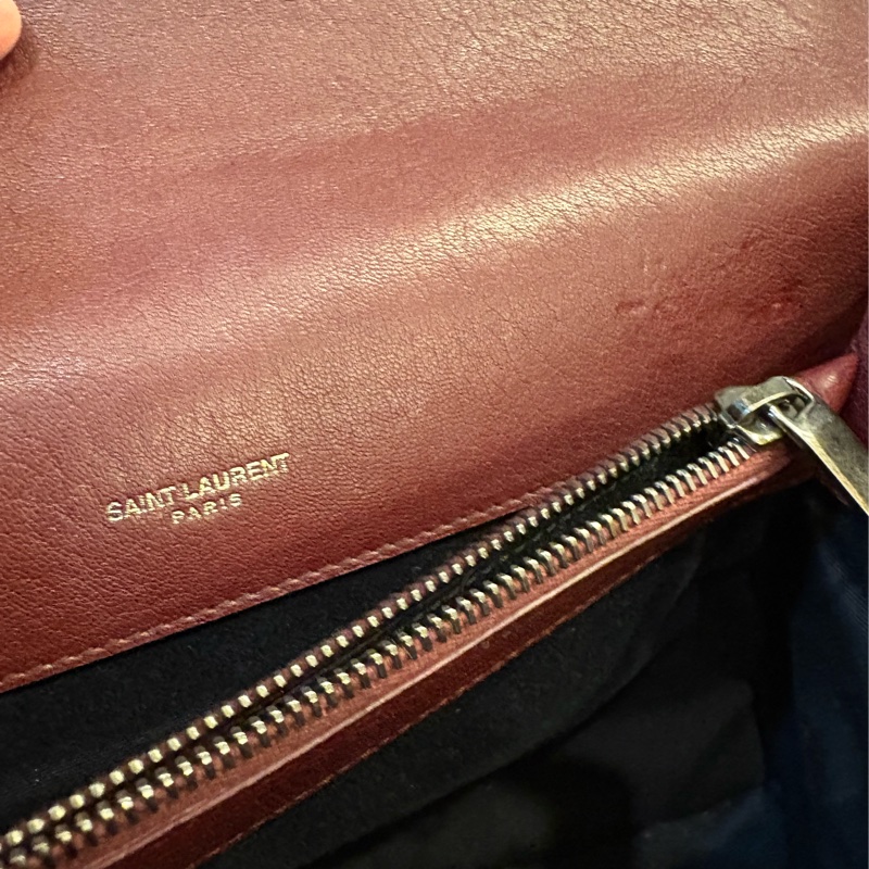 Saint Lauren YSL學院包酒紅色大款-11