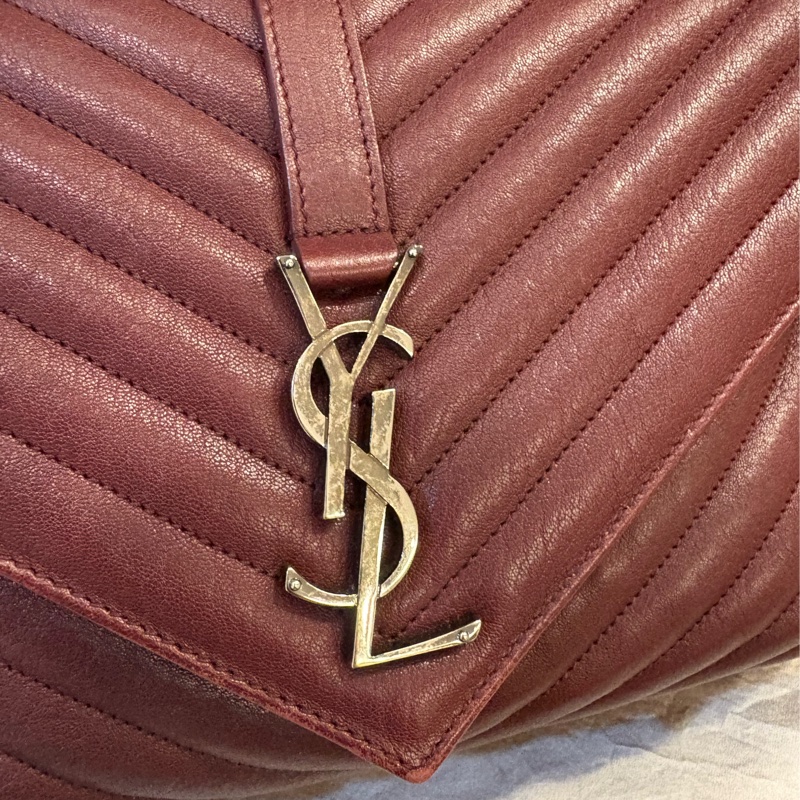 Saint Lauren YSL學院包酒紅色大款-18
