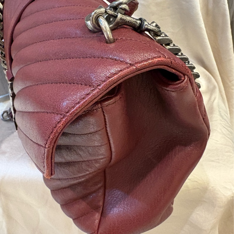 Saint Lauren YSL學院包酒紅色大款-19