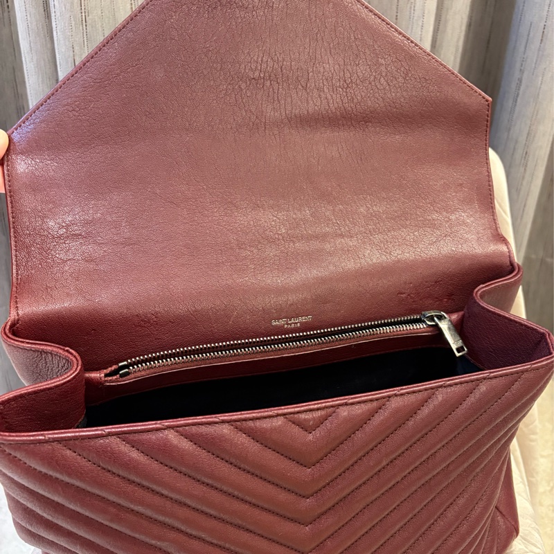 Saint Lauren YSL學院包酒紅色大款-20