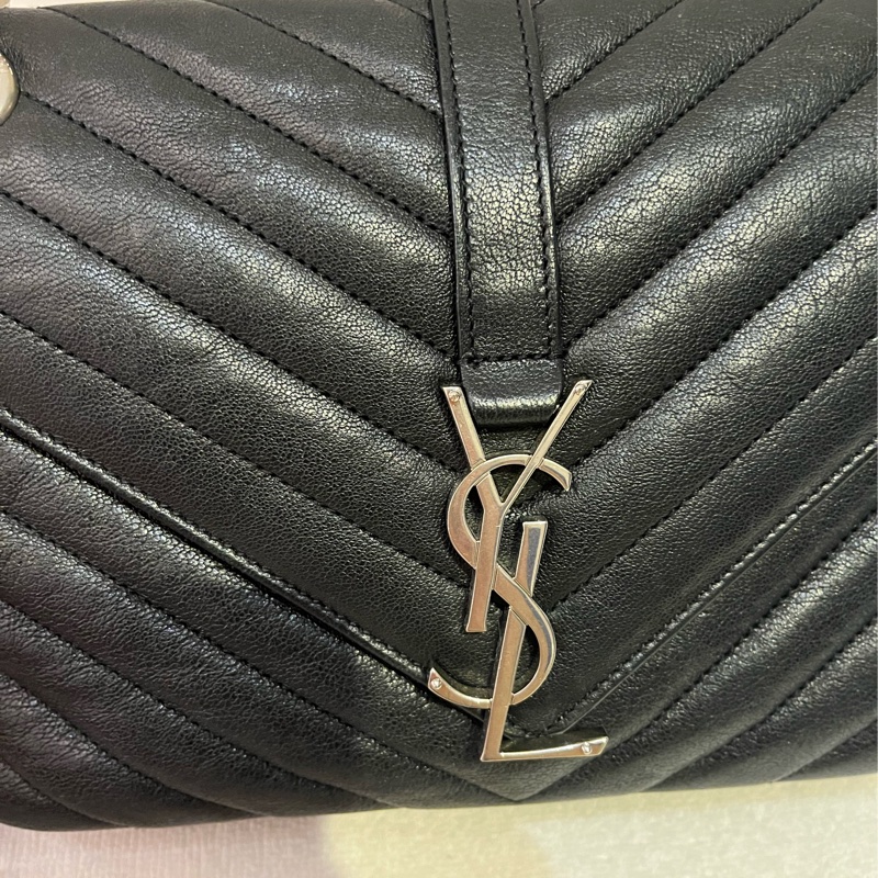 Saint Lauren YSL 經典學院包 黑銀釦羊皮-13