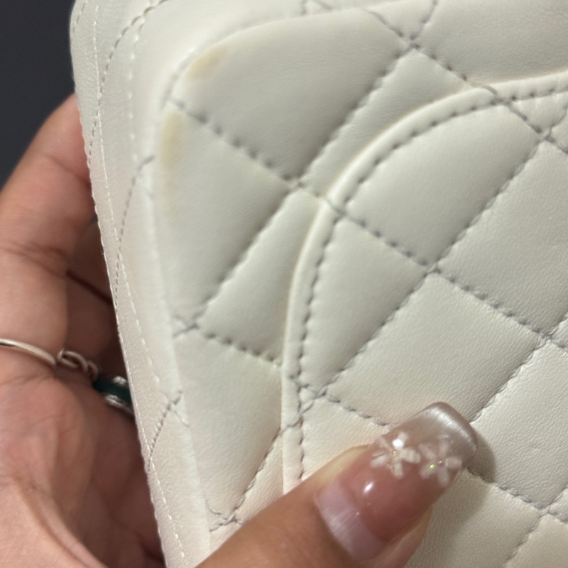 ✨ Chanel 金球方胖 小羊皮 白色稀有款|正品鑑定|附防塵袋與盒子✨-10