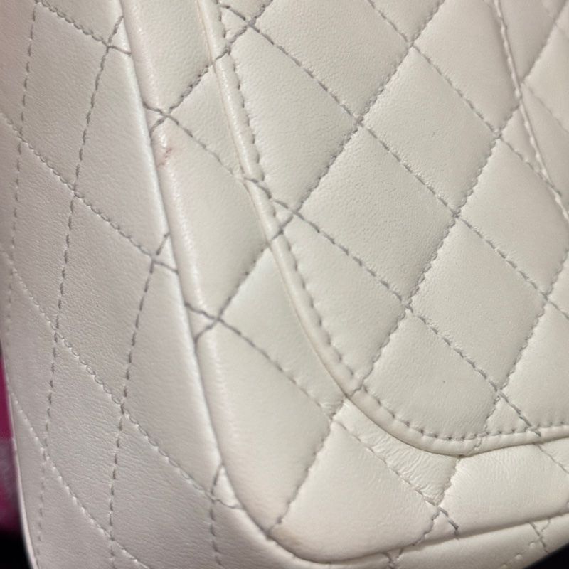 ✨ Chanel 金球方胖 小羊皮 白色稀有款|正品鑑定|附防塵袋與盒子✨-12