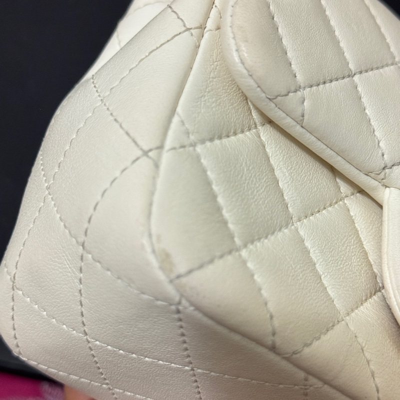 ✨ Chanel 金球方胖 小羊皮 白色稀有款|正品鑑定|附防塵袋與盒子✨-16
