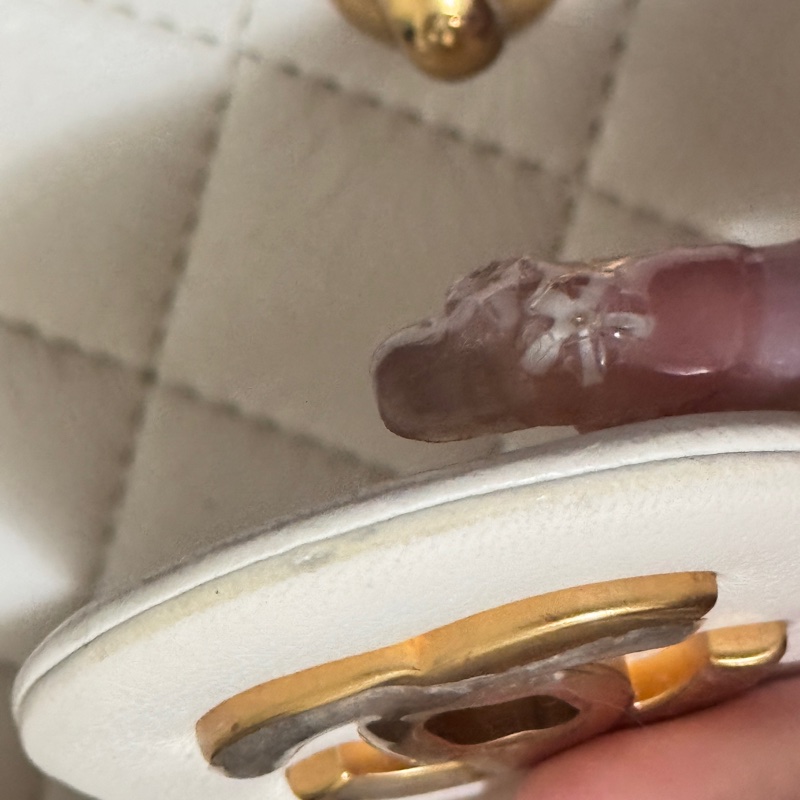 ✨ Chanel 金球方胖 小羊皮 白色稀有款|正品鑑定|附防塵袋與盒子✨-28