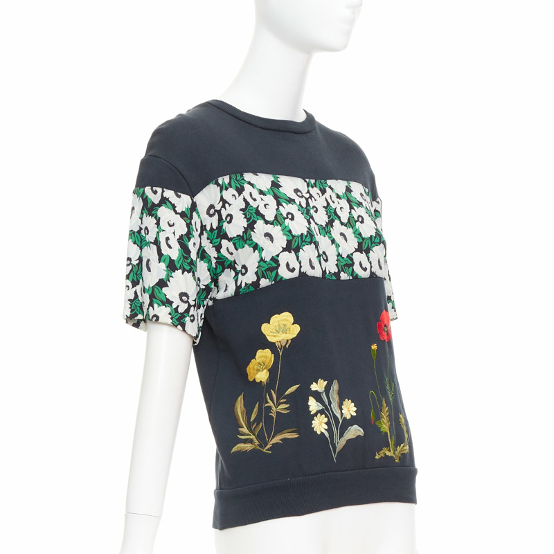 STELLA MCCARTNEY 2015 black cotton poppy daisy embroidery sweater IT38 XS-2