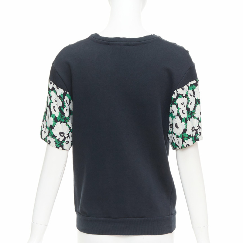 STELLA MCCARTNEY 2015 black cotton poppy daisy embroidery sweater IT38 XS-4