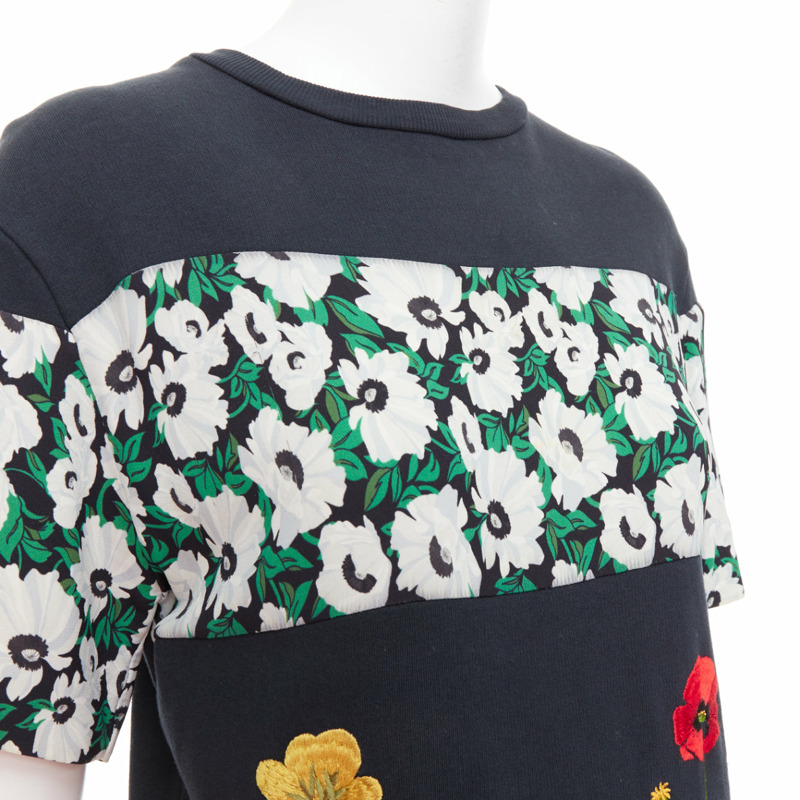 STELLA MCCARTNEY 2015 black cotton poppy daisy embroidery sweater IT38 XS-6