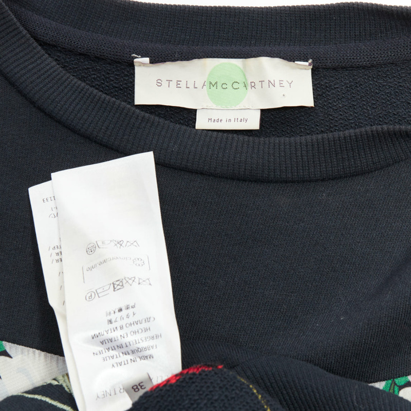 STELLA MCCARTNEY 2015 black cotton poppy daisy embroidery sweater IT38 XS-7