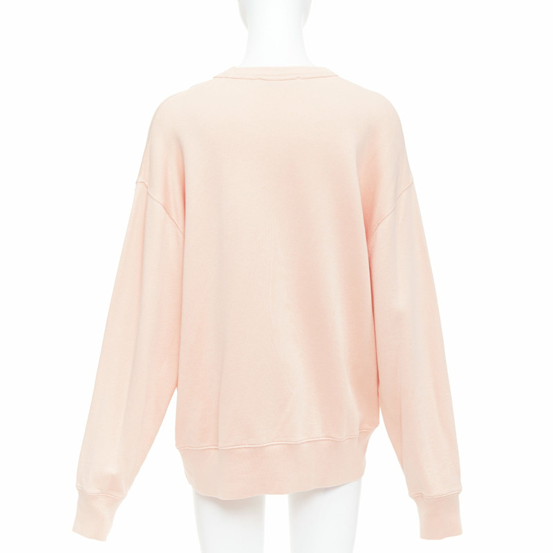 ACNE STUDIOS Fairah Face pink smiley square cotton pullover sweatshirt XS-4