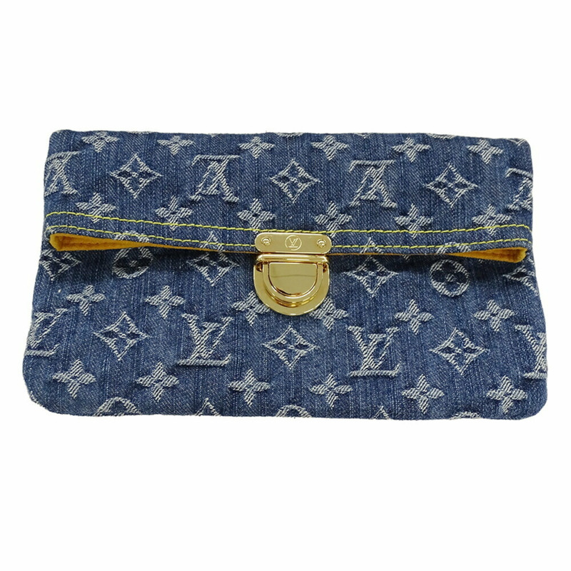 Louis Vuitton Monogram Denim 女士手拿包/小袋/手拿包（藍色）（M95007 TH0057）-0