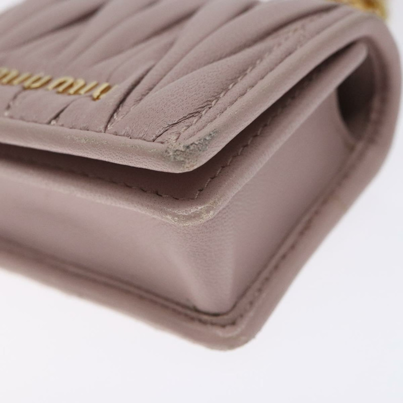 【日本直送】Miu Miu 絎縫頸袋單肩包皮革粉紅金色正品 132494-7