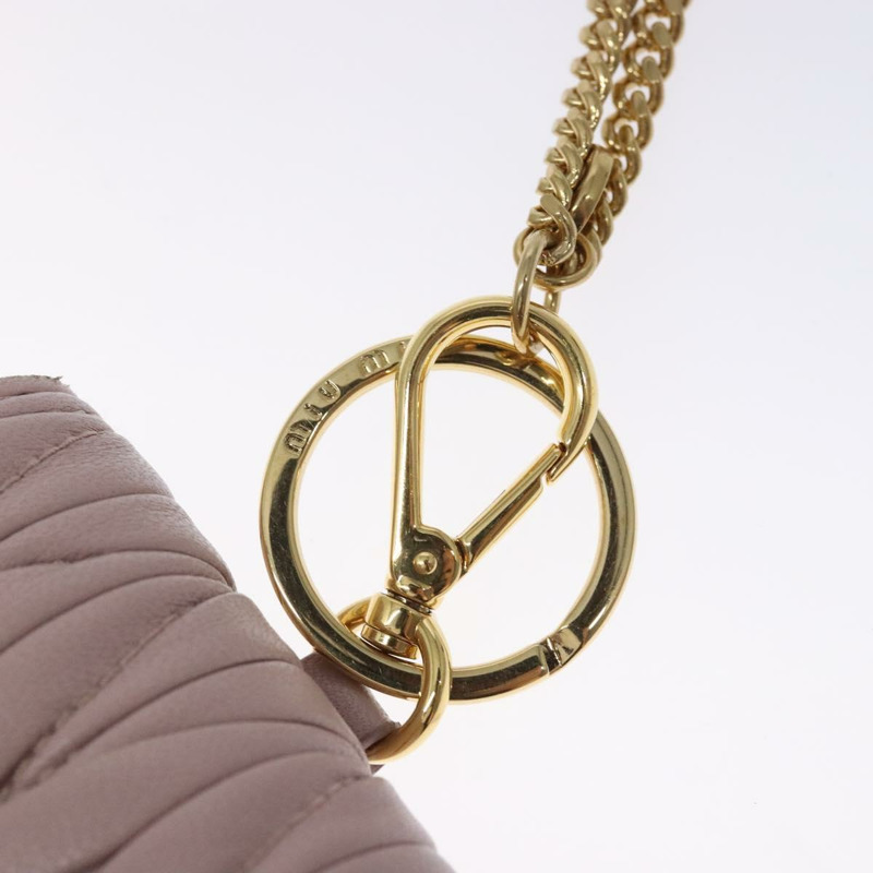 【日本直送】Miu Miu 絎縫頸袋單肩包皮革粉紅金色正品 132494-8