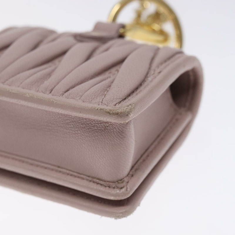 【日本直送】Miu Miu 絎縫頸袋單肩包皮革粉紅金色正品 132494-15