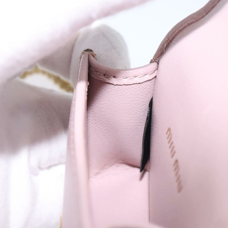 【日本直送】Miu Miu 絎縫頸袋單肩包皮革粉紅金色正品 132494-19