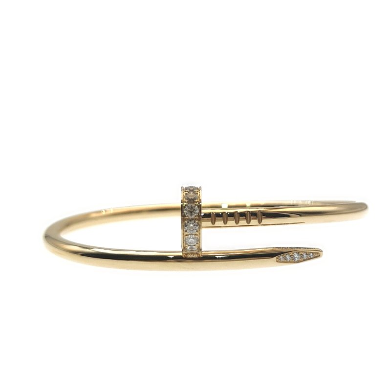 Cartier 卡地亞 juste un clou 18K黄金 粗版頭尾鑽石手環 Size 17 Bracelet-0