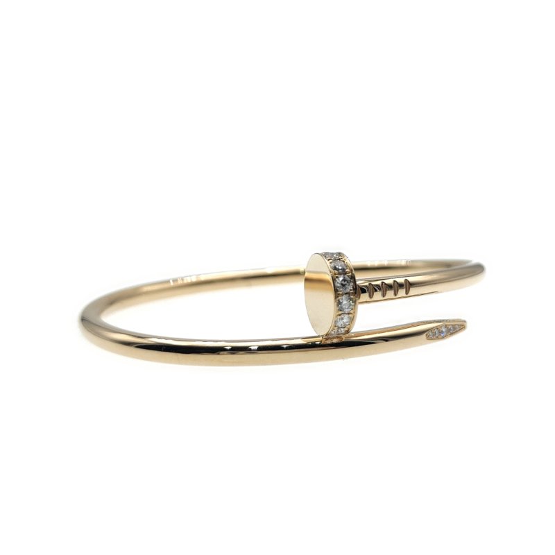 Cartier 卡地亞 juste un clou 18K黄金 粗版頭尾鑽石手環 Size 17 Bracelet-3