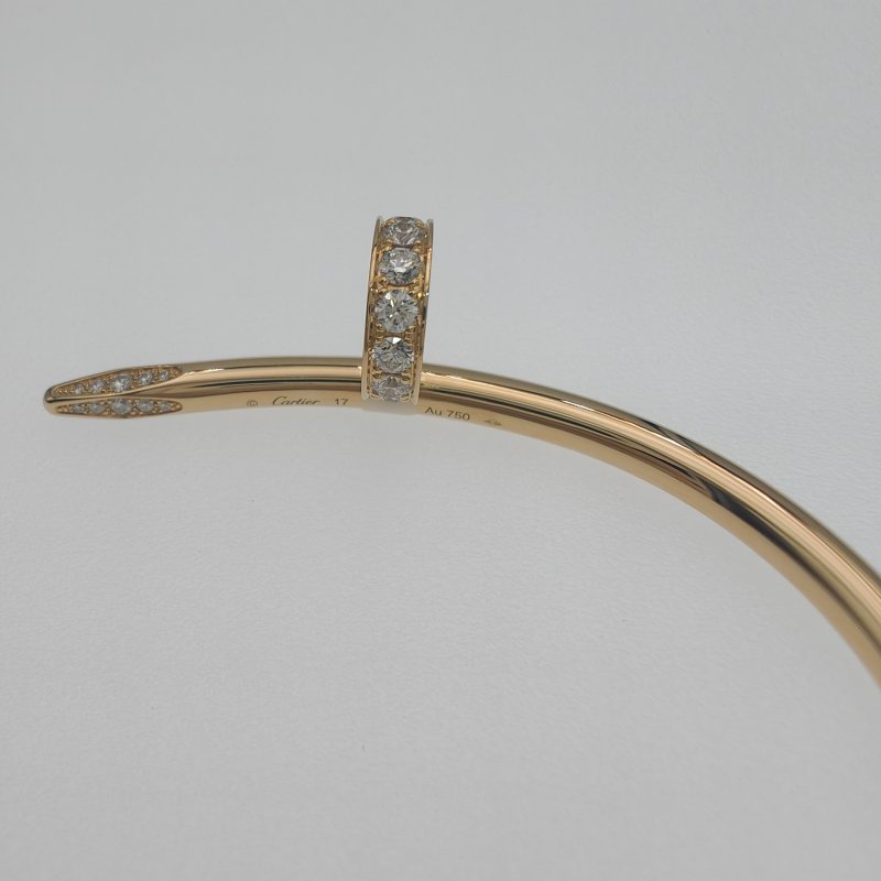 Cartier 卡地亞 juste un clou 18K黄金 粗版頭尾鑽石手環 Size 17 Bracelet-6