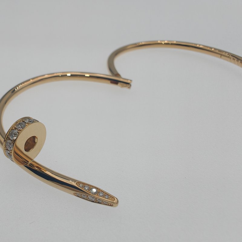 Cartier 卡地亞 juste un clou 18K黄金 粗版頭尾鑽石手環 Size 17 Bracelet-8