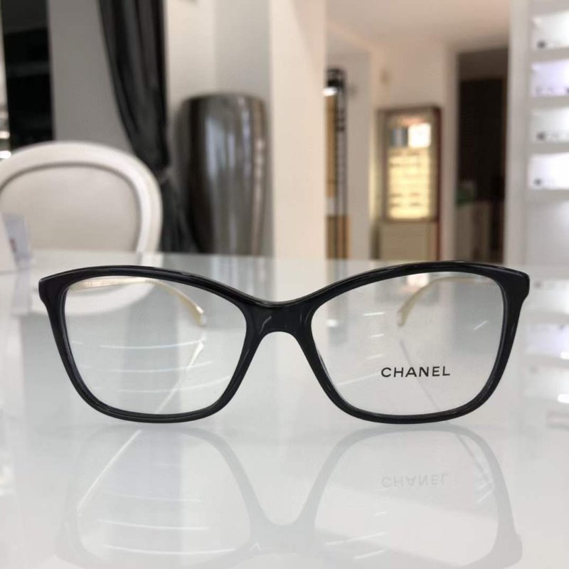chanel 簡約行平光眼鏡 全新全配-1