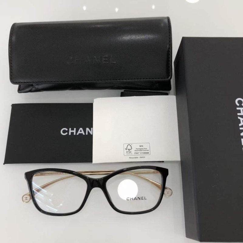 chanel 簡約行平光眼鏡 全新全配-3