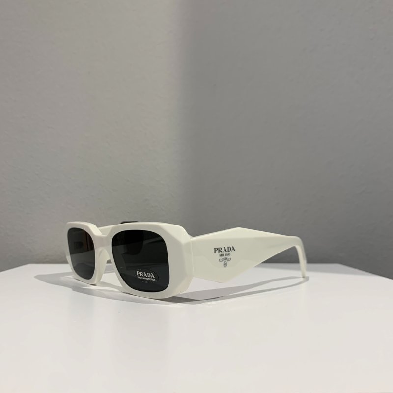 Prada 復古白色 太陽眼鏡 男女通用 全新全配-6