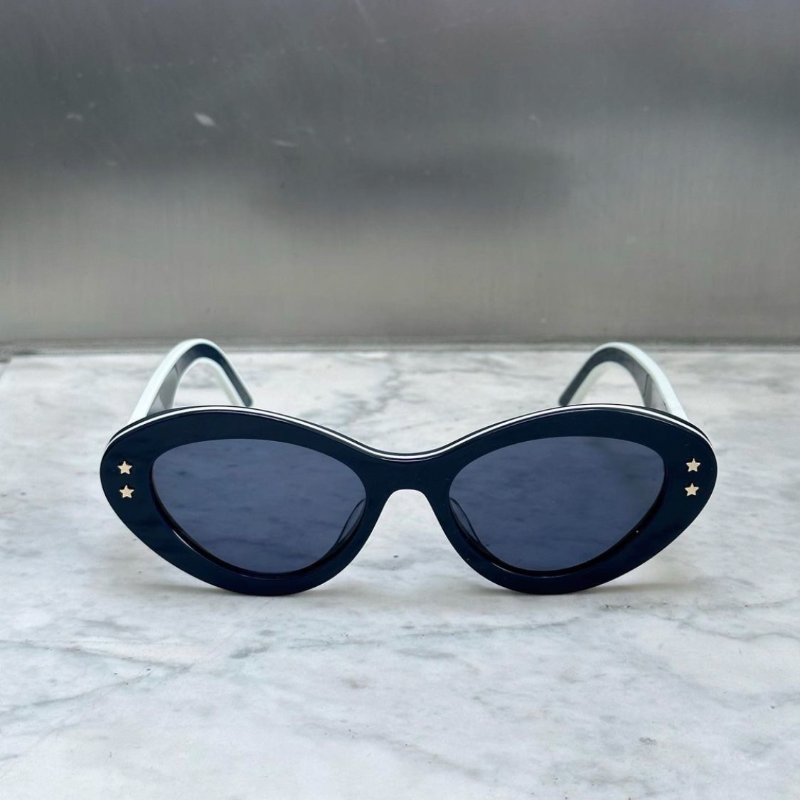 DIOR 網紅爆款🔥 深藍拼色星星卯釘橢圓框 太陽眼鏡 全新全配-3