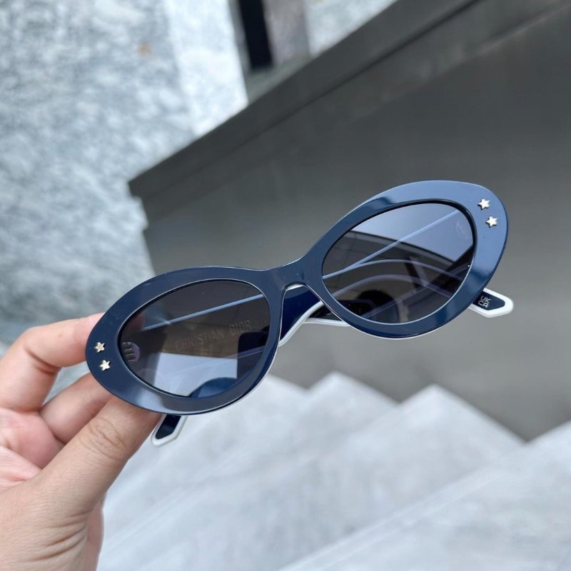 DIOR 網紅爆款🔥 深藍拼色星星卯釘橢圓框 太陽眼鏡 全新全配-5