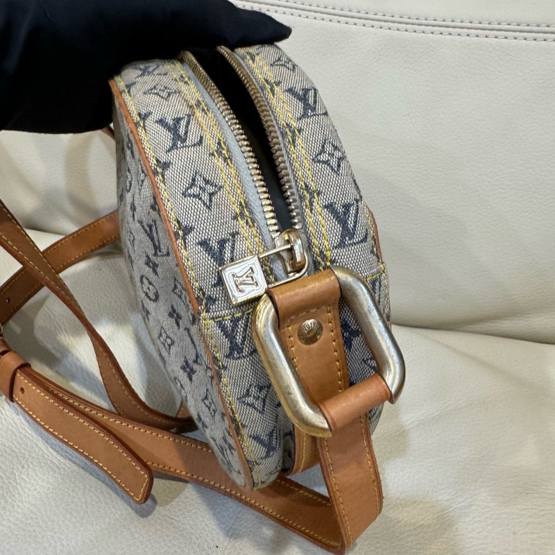 lv/路易威登 千禧年限定 中古灰丹寧圓餅包 底長20cm-2