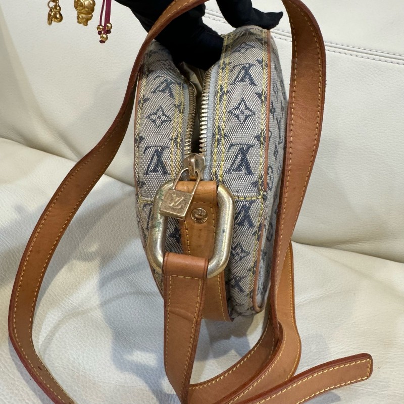 lv/路易威登 千禧年限定 中古灰丹寧圓餅包 底長20cm-3