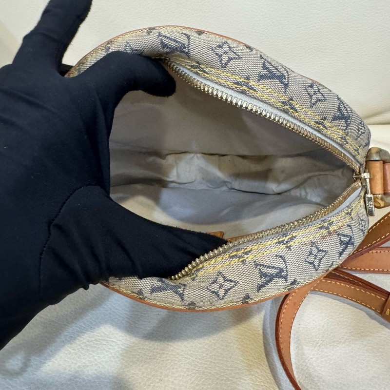 lv/路易威登 千禧年限定 中古灰丹寧圓餅包 底長20cm-5