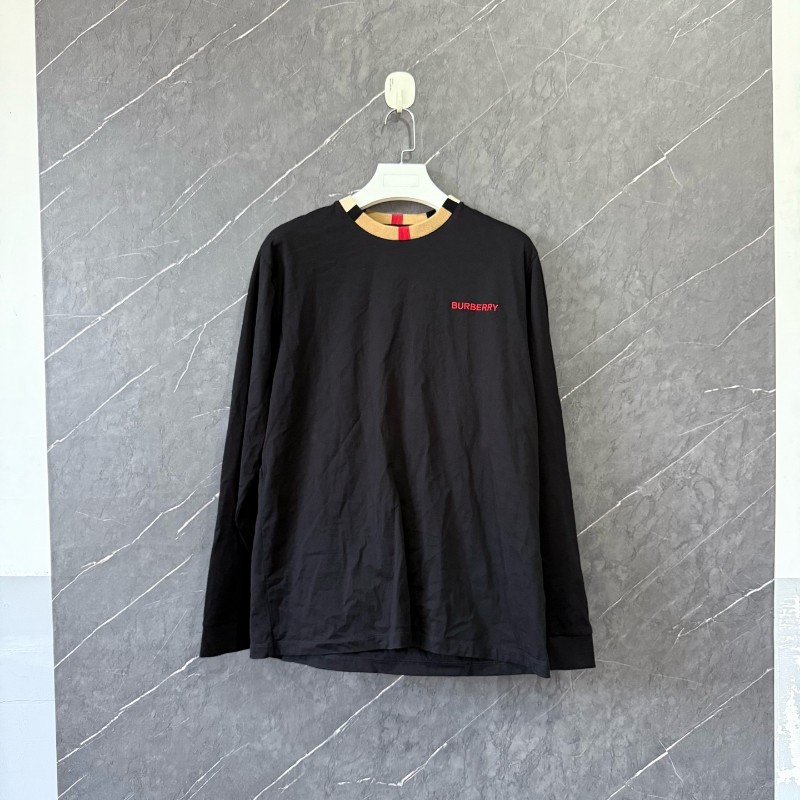 Burberry 黑紅字母格子圓領長袖m碼-0