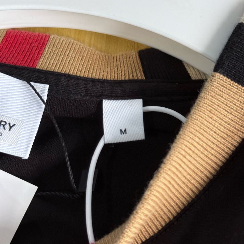 Burberry 黑紅字母格子圓領長袖m碼-3