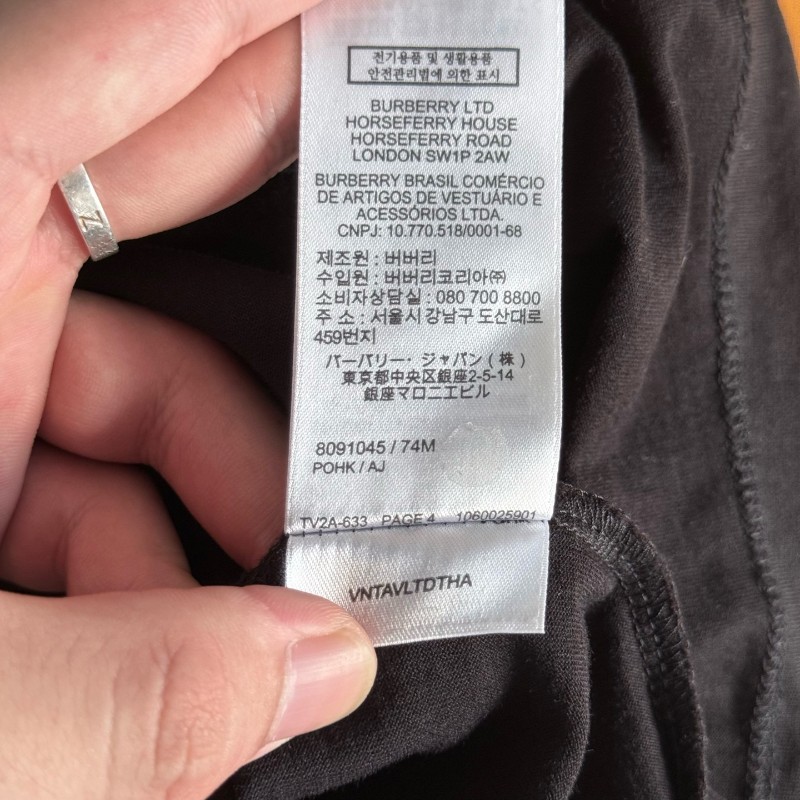 Burberry 黑紅字母格子圓領長袖m碼-6