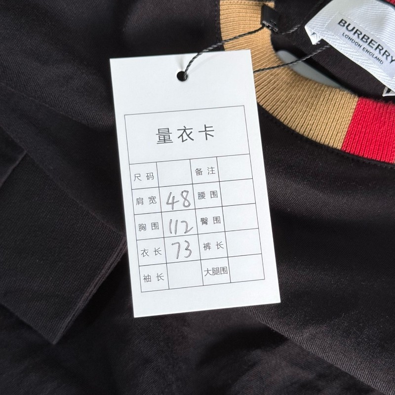 Burberry 黑紅字母格子圓領長袖m碼-7
