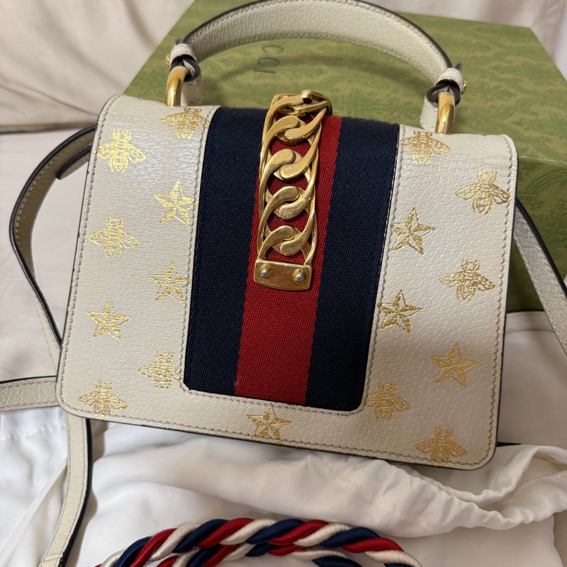Gucci 古馳Sylvie 塞爾維亞 限量款 小號牛皮 燙金手柄款-7