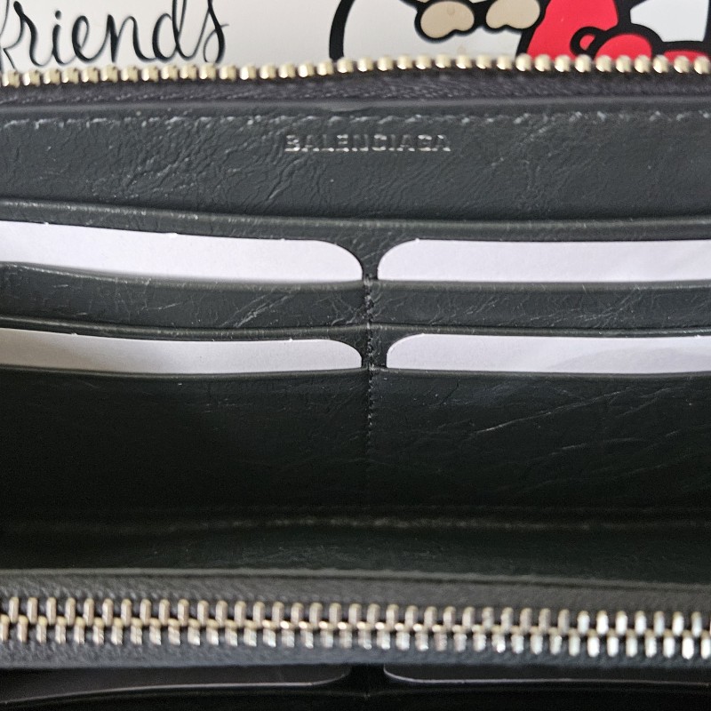 Balenciaga巴黎世家-深灰色真皮長夾-3