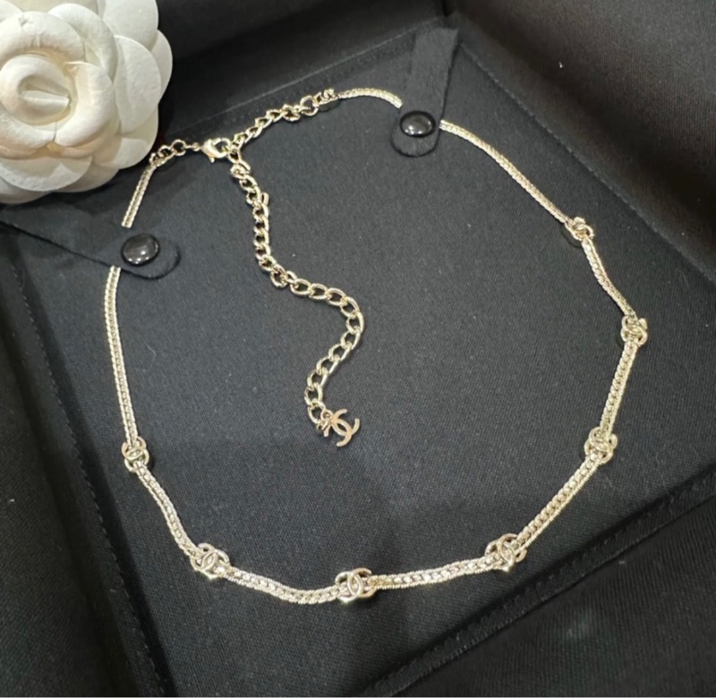 Chanel 七花 項鍊淡金色-0