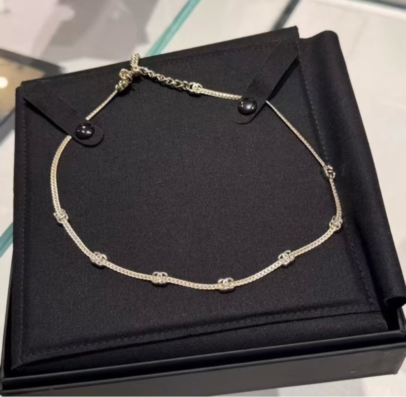 Chanel 七花 項鍊淡金色-1