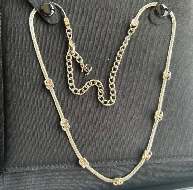Chanel 七花 項鍊淡金色-2